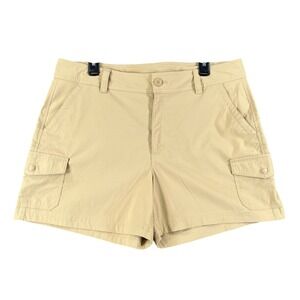Eddie Bauer Performance Cargo Shorts Womens 16 Tan Stretch Lightweight Utility